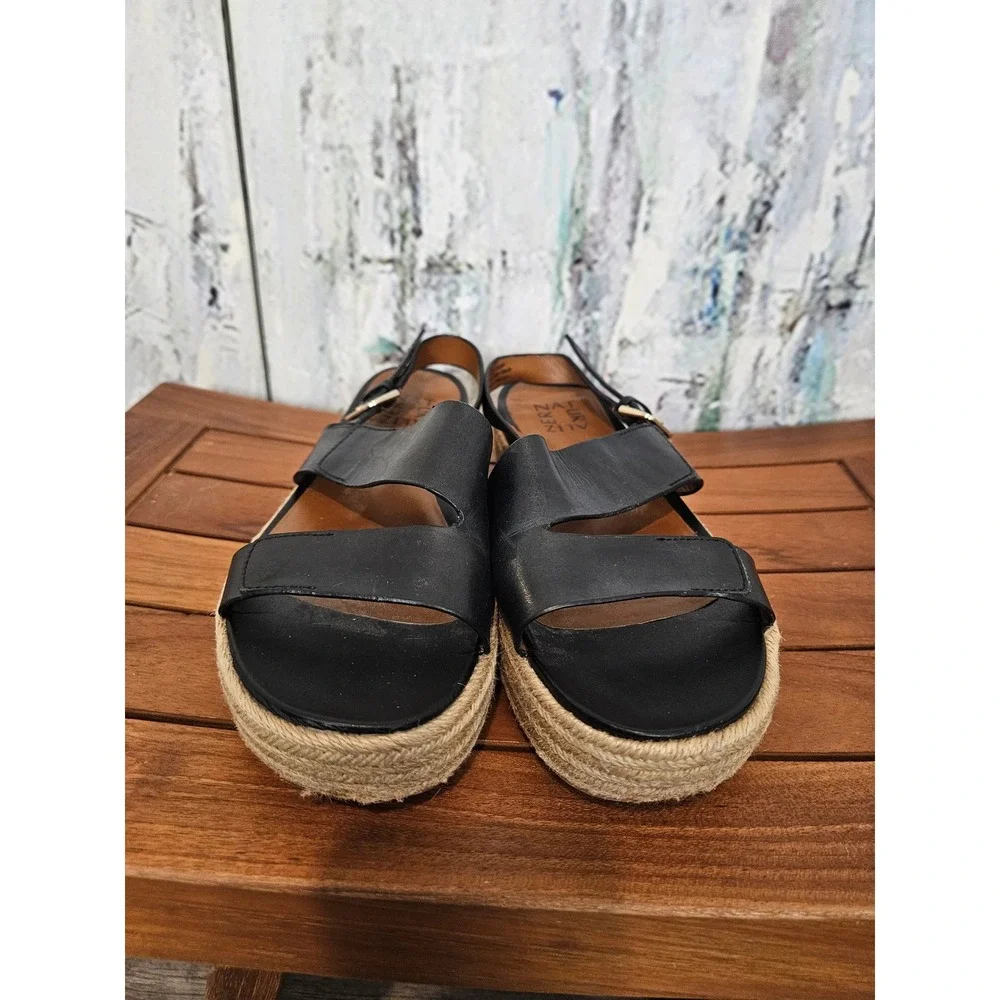 Naturalizer Jasmin Black Leather Espadrille Platform Sandals Womens Size 8M